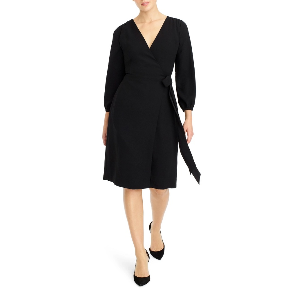 J. Crew Wrap Dress in 365 Crepe - Black, Sz 20
